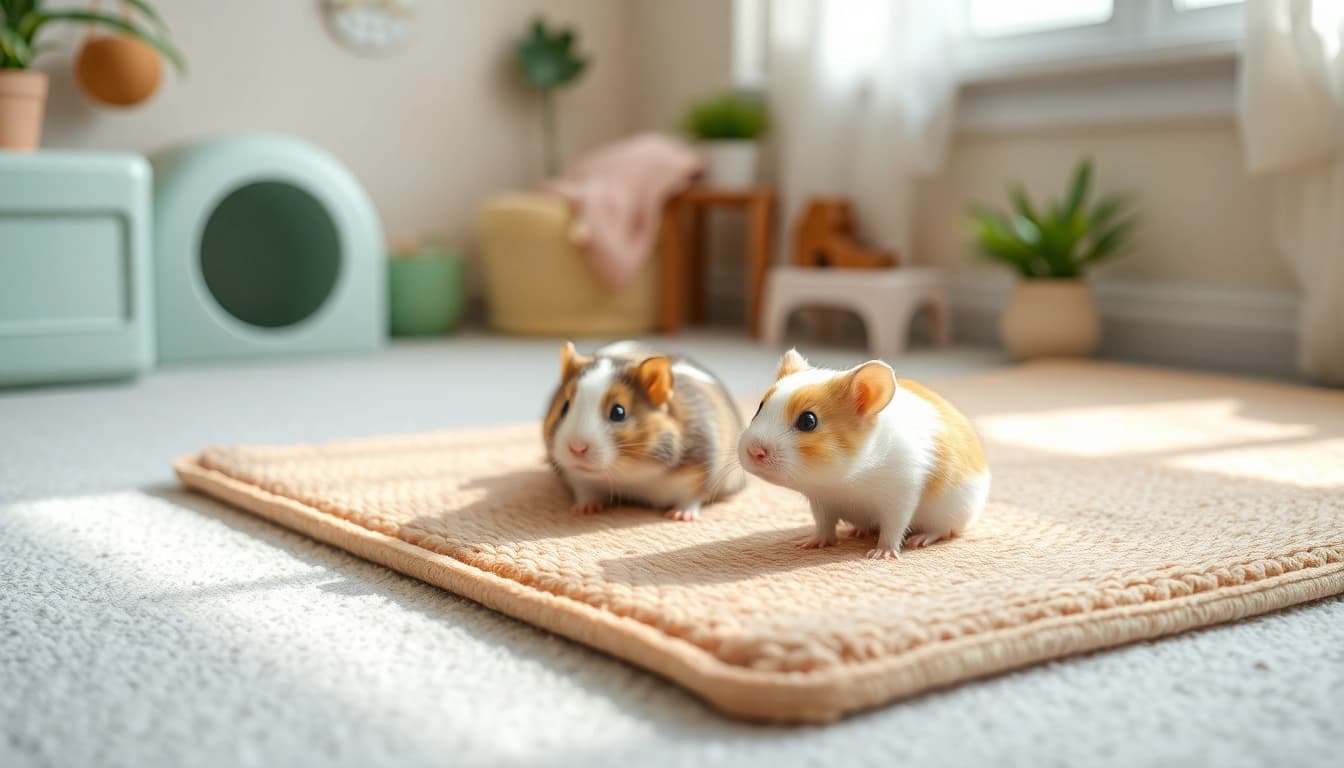 Nagermatte in einer gemütlichen Tierumgebung mit kleinen Tieren.