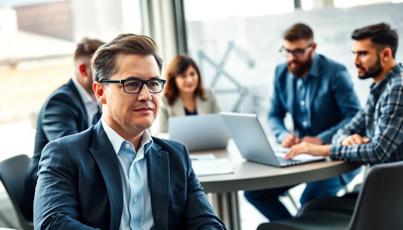 Headhunter Ingenieure in einem modernen Büro beim professionellen Austausch.