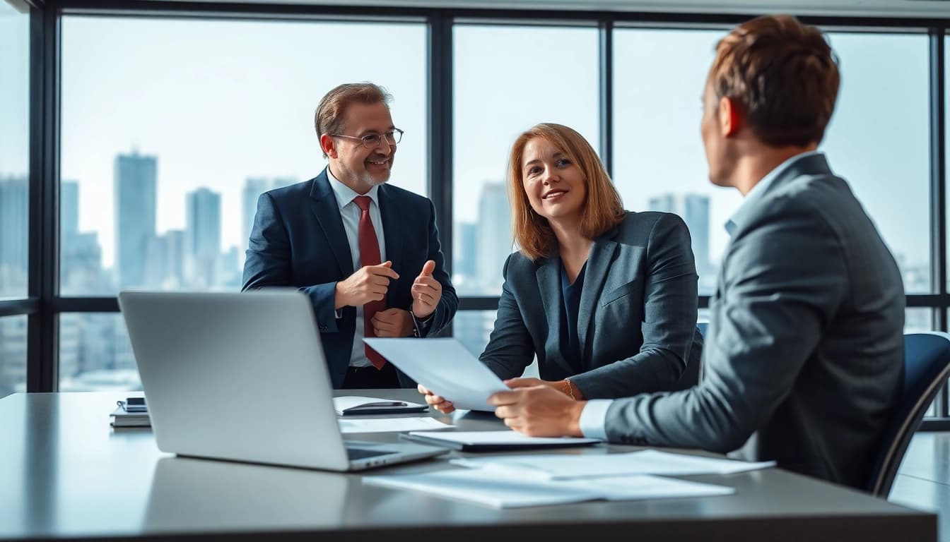 Headhunter Schweiz berät Kandidaten in einem modernen Büro.