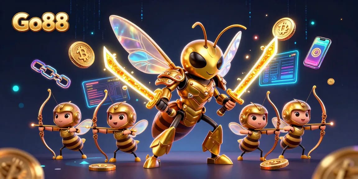 Engage with Go88's vibrant gaming world, showcasing unique characters and immersive casino elements.