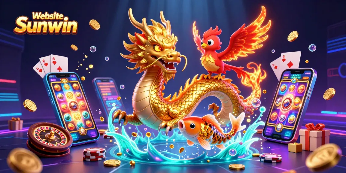 Experience the exciting world of gambling with Website Sunwin, where a dragon, phoenix, and koi show gaming life.