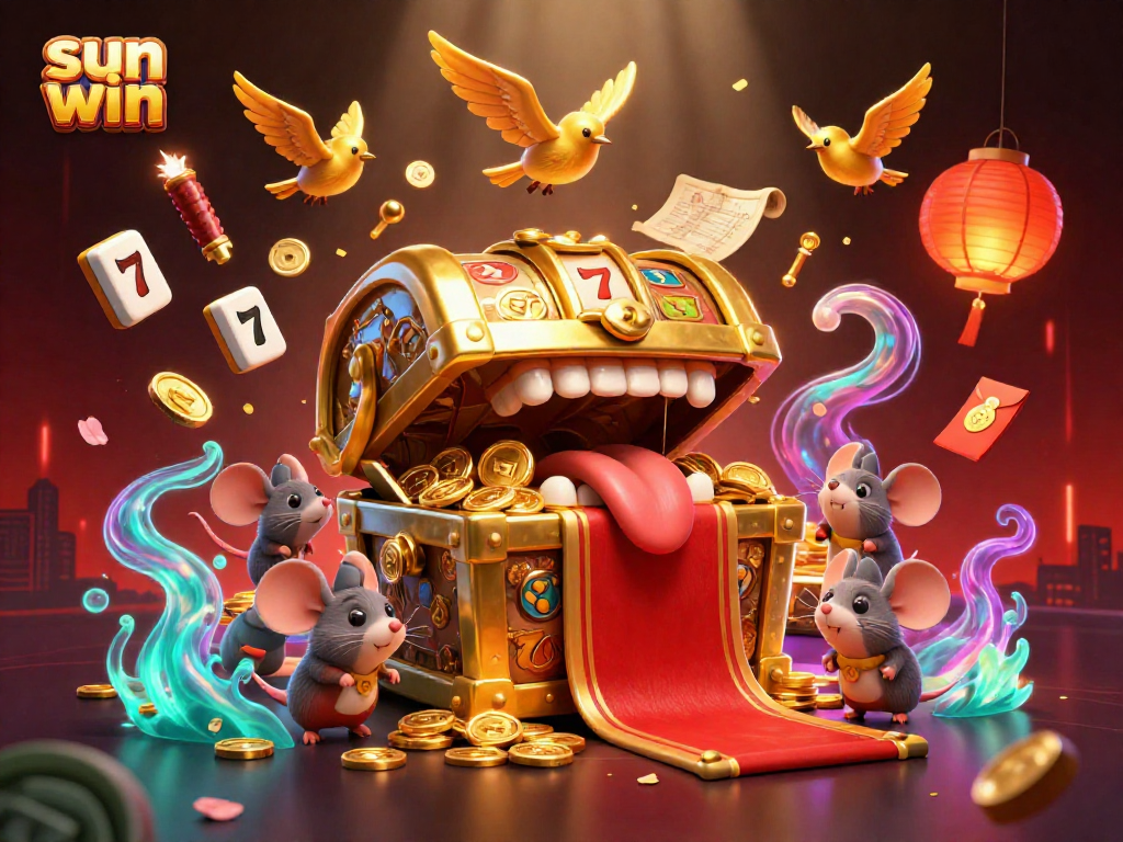 Experience the thrill of sun win with vibrant slots and dynamic treasures in this engaging illustration.