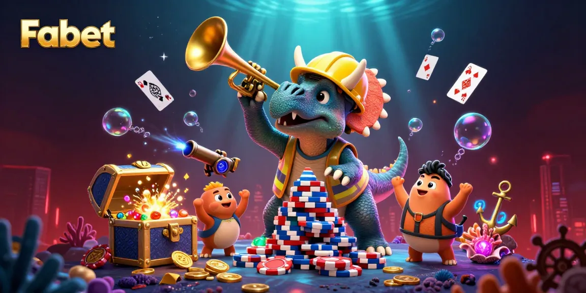 Fabet elevates gaming excitement with vibrant scenes of a jubilant dinosaur poker party.