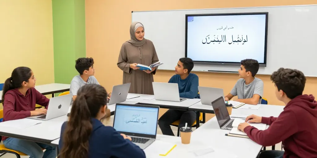 Arabisch lernen in Marokko mit muttersprachlichen Lehrern in modernen Klassenzimmern.