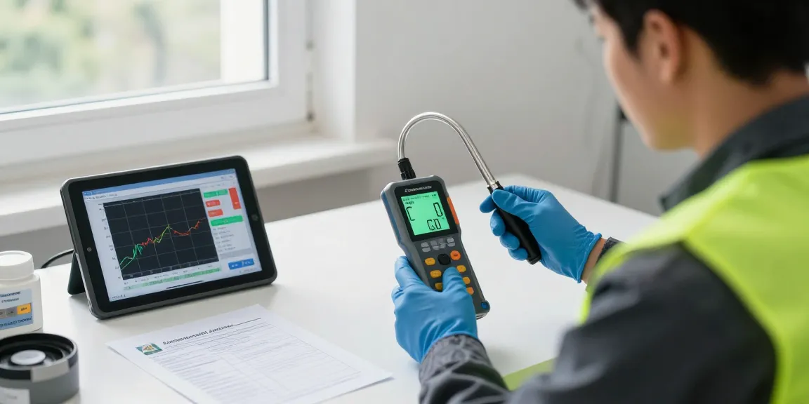 Kohlenmonoxid-Analysator im Einsatz zur Überwachung der Luftqualität, präzise CO-Messung und professionelle Inspektion.