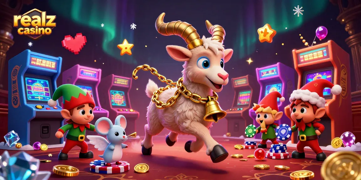 Experience the excitement of realz casino with a vibrant 3D illustration filled with energetic characters and gaming elements.