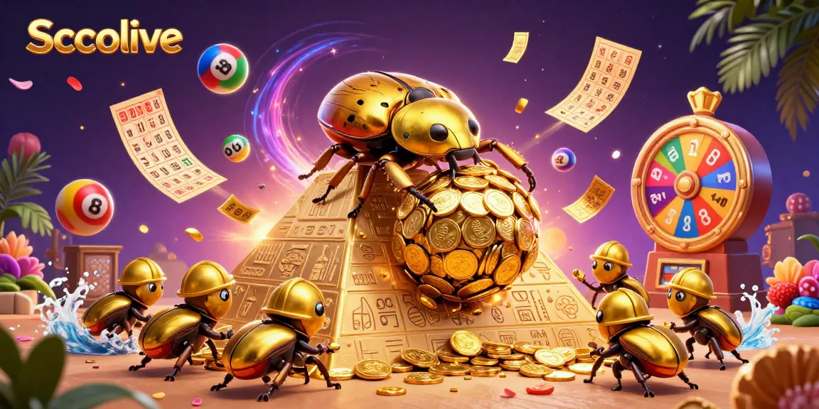 Engage with Socolive’s vibrant gambling scene featuring golden beetles and dynamic prize elements.