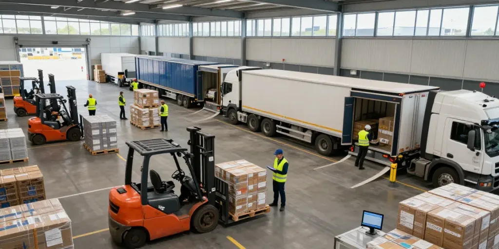 Effiziente Lagerlogistik in Stuttgart mit modernen Lkw und Lagerarbeiten